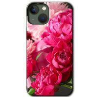 iPhone 13 Mini HD Baskılı Kılıf + 9D Tam Ekran Koruyucu - Kırmızı Beyaz Gül