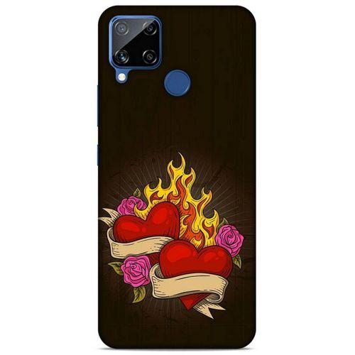 Lopard Oppo Realme C15 Uyumlu Kılıf Tattoo's (14) Lansman Kılıf Çift Kalp