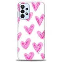 Samsung Galaxy A23 4G Kılıf HD Baskılı Kılıf - Pembe Kalpler + Tam Ekran Koruyucu