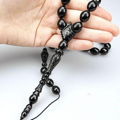 Oltu Taşı Özel Seri  İmame  Baklava Oyma   İşçilikli Tespih