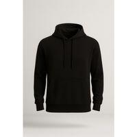 Luc Oversize Basic Dalgıç Kumaş Viskon Kapüşonlu Cepli Sweatshirt Hoodie - Siyah