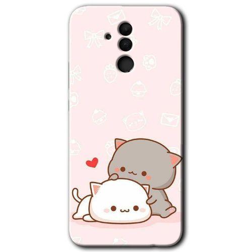 Potkal Hediye Fabrikası Huawei Mate 20 Lite HD Baskılı Kılıf + 9D Tam Ekran Koruyucu - Kedi Aşkı