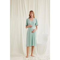 Dantelli Önü Düğmeli Hamile Lohusa Viskon Gecelik