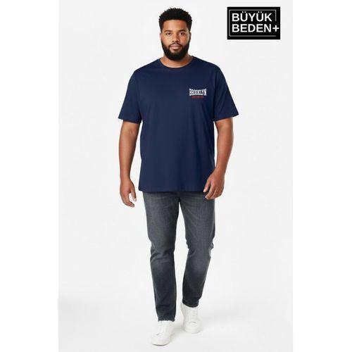 Süperlife Erkek Büyük Beden Brooklyn 1970 Baskılı 3xl-6xl Bisiklet Yaka Tshırt SPR26BTS510-03
