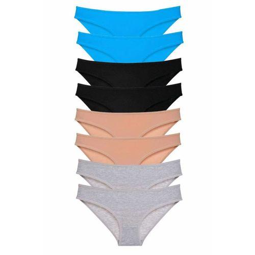 8 adet Süper Eko Set Likralı Kadın Slip Külot Siyah Ten Gri Mavi