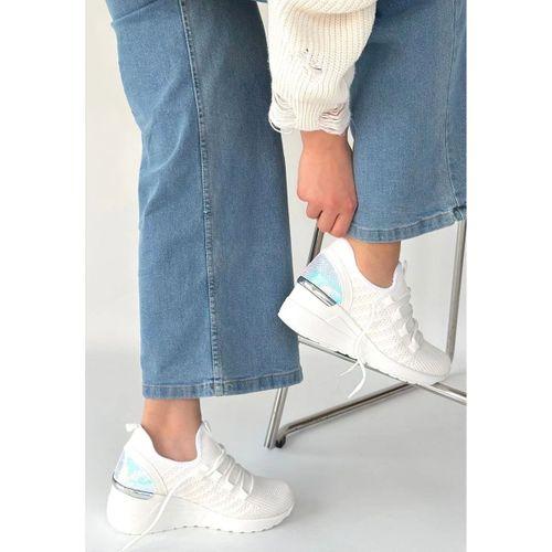 Weor Beyaz Triko Bağcıklı Spor Ayakkabı