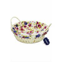 Renkli Bezli Yuvarlak Ekmek Sepeti Hasır Royaleks-8820