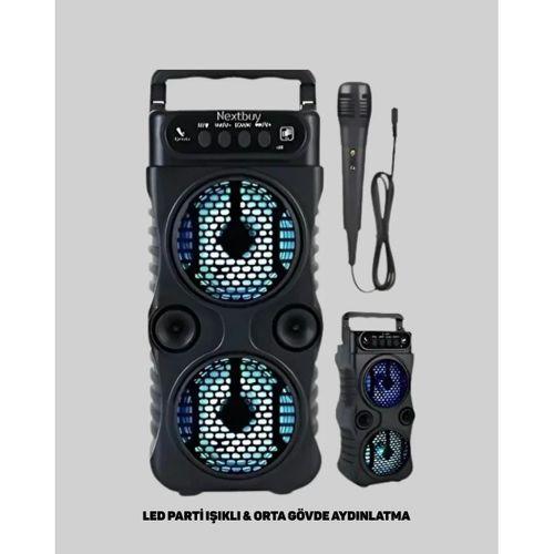 Kablosuz Led Işıklı Bluetooth Hoparlör – Fm Radyolu, Mikrofon Girişli
