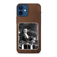 Apple iPhone 12 Mini Kılıf Atatürk (35) Fit Design Kılıf Kahverengi Duvar