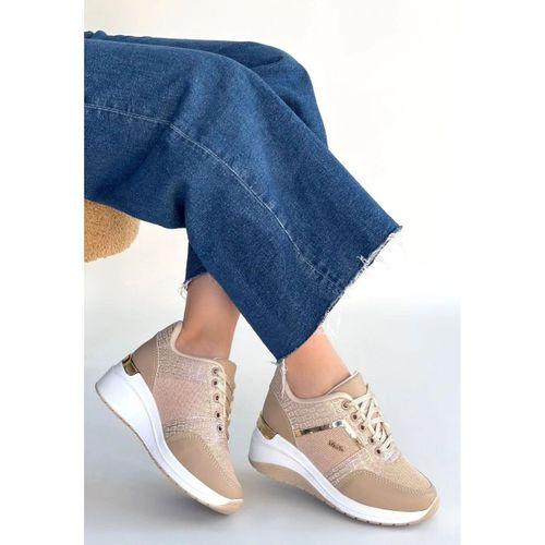 Geja Bej Cilt Bağcıklı Spor Ayakkabı