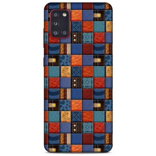 Samsung Galaxy A31 Kılıf Patchwork (16) Kalın Kılıf Turuncu Mavi