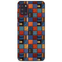Samsung Galaxy A31 Kılıf Patchwork (16) Kalın Kılıf Turuncu Mavi