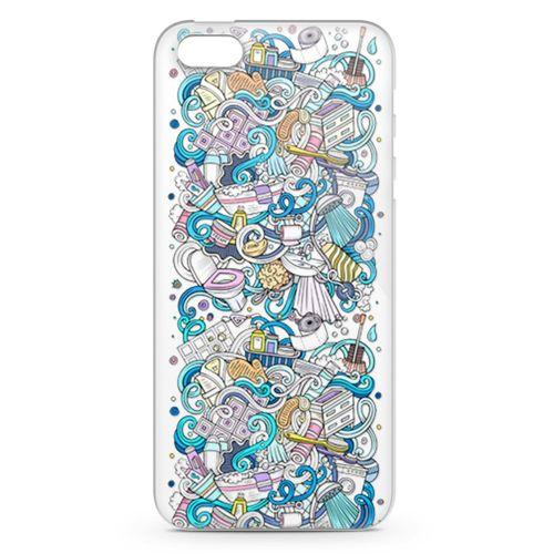 Apple iPhone 5 Kılıf Doodle Banyo Aksesuarları Arka Kapak Koruma Desenli Full Koruyucu