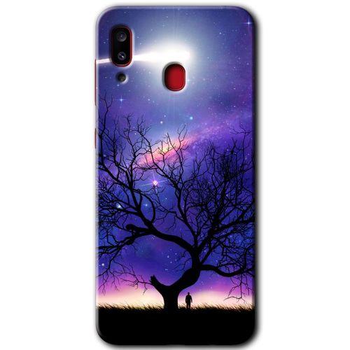 Samsung Galaxy A30 HD Baskılı Kılıf + 9D Tam Ekran Koruyucu - Uzay Silüet