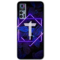 TCL 30 Plus Kılıf HD Desen Baskılı Arka Kapak - Dark Neon Yaprak T Harfi