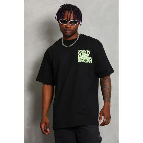 Erkek Baskılı T-Shirt Kısa Kol Bisiklet Yaka Regular Fit Rahat Kalıp Günlük Tişört - Siyah