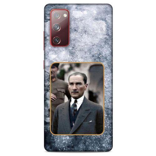 Samsung Galaxy S20 Fe Kılıf Atatürk (32) Soft Silikon Kılıf Gri Buzul