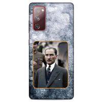 Samsung Galaxy S20 Fe Kılıf Atatürk (32) Soft Silikon Kılıf Gri Buzul