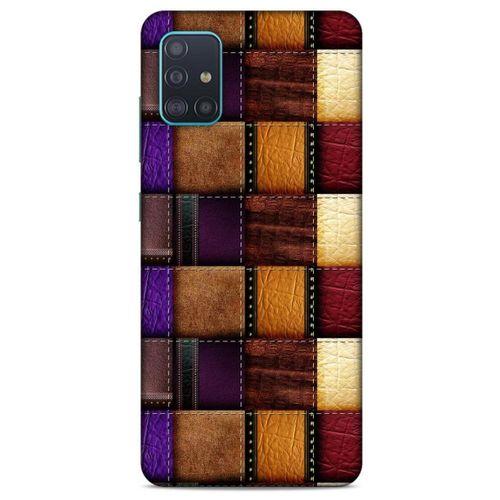 Samsung Galaxy A51 Kılıf Patchwork (13) Silikon Kap Mor Turuncu