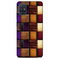 Samsung Galaxy A51 Kılıf Patchwork (13) Silikon Kap Mor Turuncu