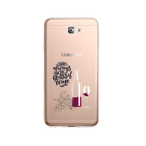 Samsung J7 Prime Wine Tasarımlı Premium Şeffaf Silikon Kılıf