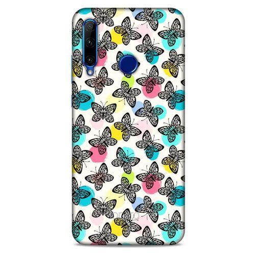 Huawei Honor 20 Lite Kılıf Kelebek Etkisi (36) Glitter Kılıf Sarı Pembe