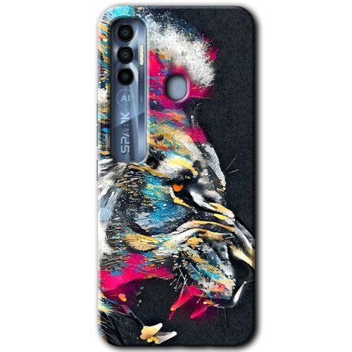 Potkal Hediye Fabrikası Tecno Spark 7 Pro Kılıf HD Desen Baskılı Arka Kapak - Colorfull Aslan