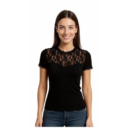 Bayan Kısa Kol Dantelli Elastane 8015