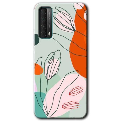 MRCİLETİSİM Huawei P Smart 2021 Kılıf HD Desen Baskılı Arka Kapak + Temperli Cam - Vektör Çiçekler