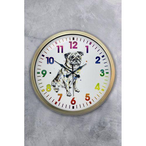40 Cm Eskitme Metal Köpek Duvar Saati