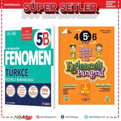 Fenomen Okul Yayınları 5. Sınıf Türkçe B ve Lodos Eğlenceli Paragraf Soru Bankası Seti 2 Kitap