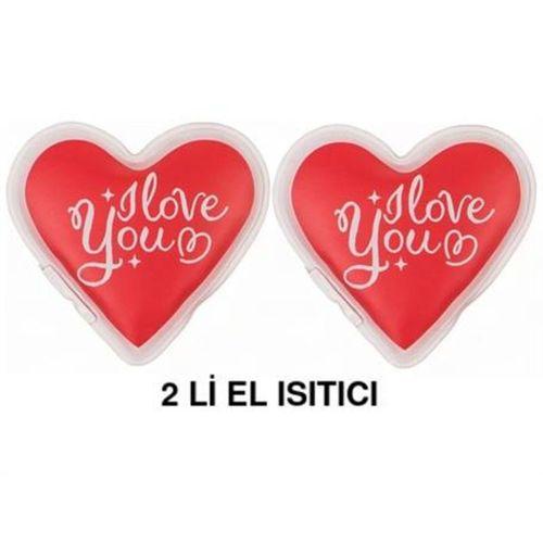 2 Adet Kalpli Sevgi Mesajlı Cep Sobası,El Isıtıcı,Sıcak Su Torbası Pvc  9Cm