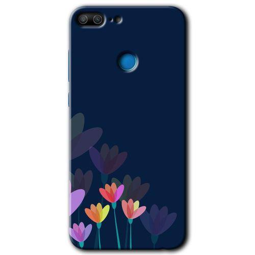 Honor 9 Lite Kılıf HD Desen Baskılı Arka Kapak - Çizim Çiçekleri + Kırılmaz Cam