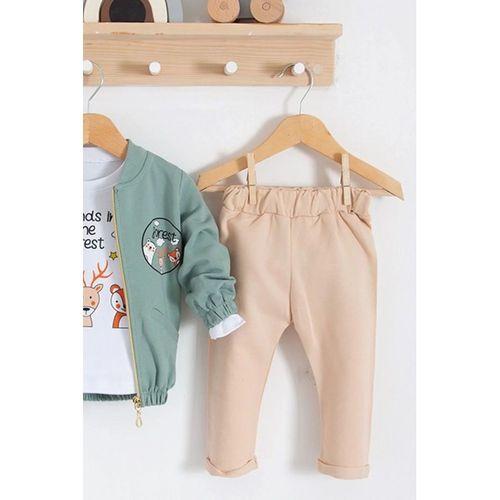 Forest Hırkalı 3'lü % 100 Pamuk Erkek Bebek Takımı