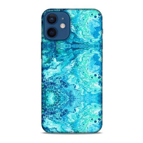 Mermer Desenli (36) Tema Glitter Kılıf Deniz Mavisi Apple iPhone 12 Mini Kılıf