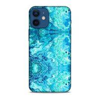 Mermer Desenli (36) Tema Glitter Kılıf Deniz Mavisi Apple iPhone 12 Mini Kılıf