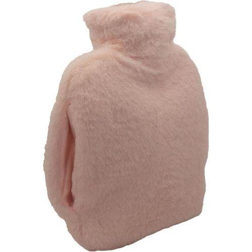 Sıcak Su Torbası Yan Cepli Pembe  Peluş Termofor 27X17X2Cm  1 Litre