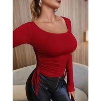 Kadın Kırmızı Kaşkorse Kumaş Bluz