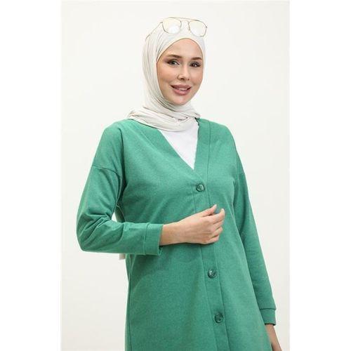 Düğmeli V Yakalı Sade Basic Eşofman Spor İkili Takım - 03051.111 - Benetton Yeşil