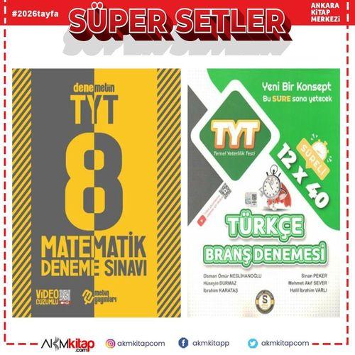 Metin TYT Matematik 8 Deneme ve Süre Türkçe 12 x 40 Branş Denemesi Seti 2 Kitap