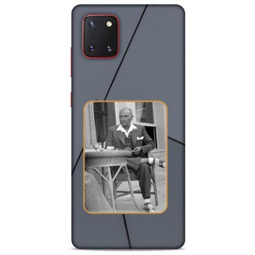 Samsung Galaxy Note 10 Lite Kılıf Atatürk (31) TPU Kılıf Koyu Gri