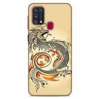 Samsung Galaxy M31 Kılıf Dragons (27) Tasarımlı Kılıf Siyah Ejderha Dövmesi