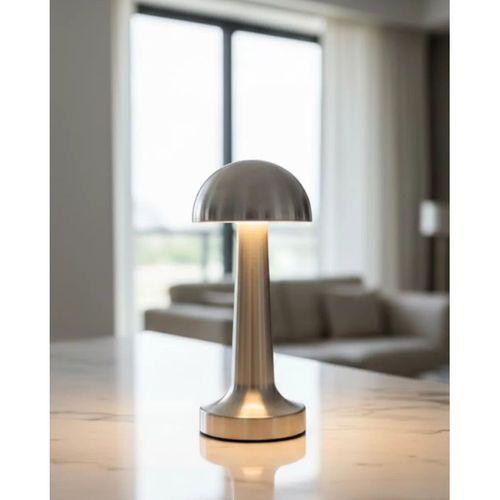 Krom Mantar Masa Lambası Dokunmatik 3 Renk Led Şarjlı Taşınabilir Gece Lambası