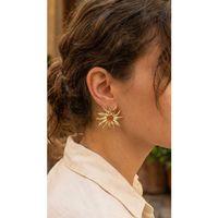 Güneş Model Gold Renk Pirinç Kadın Küpe