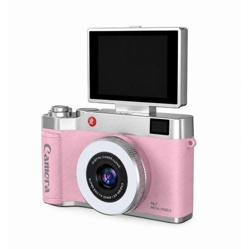 4k Çantalı Dijital Retro Video Kamera 48mp 16x Zoom Işıklı (32gb) Kart Dijital Fotoğraf Makinesi Pembe