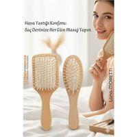 Doğal Ahşap Antistatik Hava Yastıklı Saç Fırçası (2 Boy: 23x8 & 22x6 cm) -