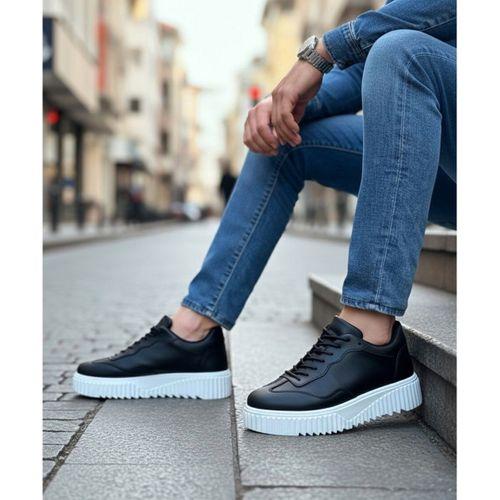 BA0802 BOA Siyah Renk Yüksek Taban Erkek Günlük Ayakkabı