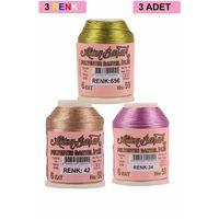 3 Adet Altınbaşak Oya ve Dantel İpi 20 gr - Royaleks - No: 042 - 034 - 656