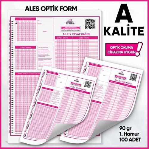 ALES Deneme Sınavları İçin 100 Adet (90 GR) Optik Form - Optik Okuma Uyumlu
