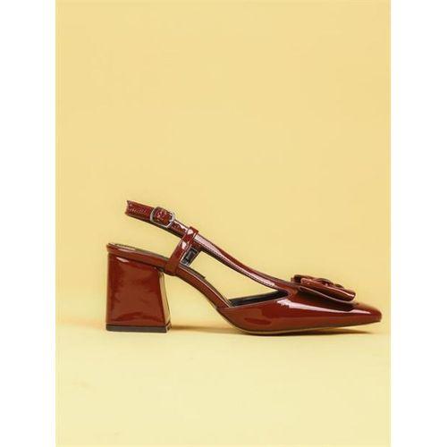 LUNARA Kadın Bordo Rugan Topuklu Slingback Ayakkabı Fiyonklu